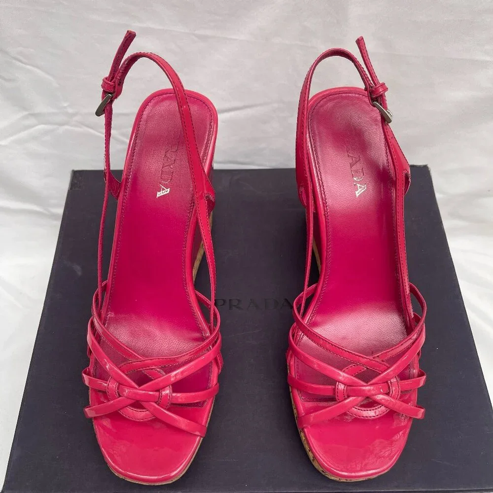 Prada platform Patent Leather Wedges 7,5